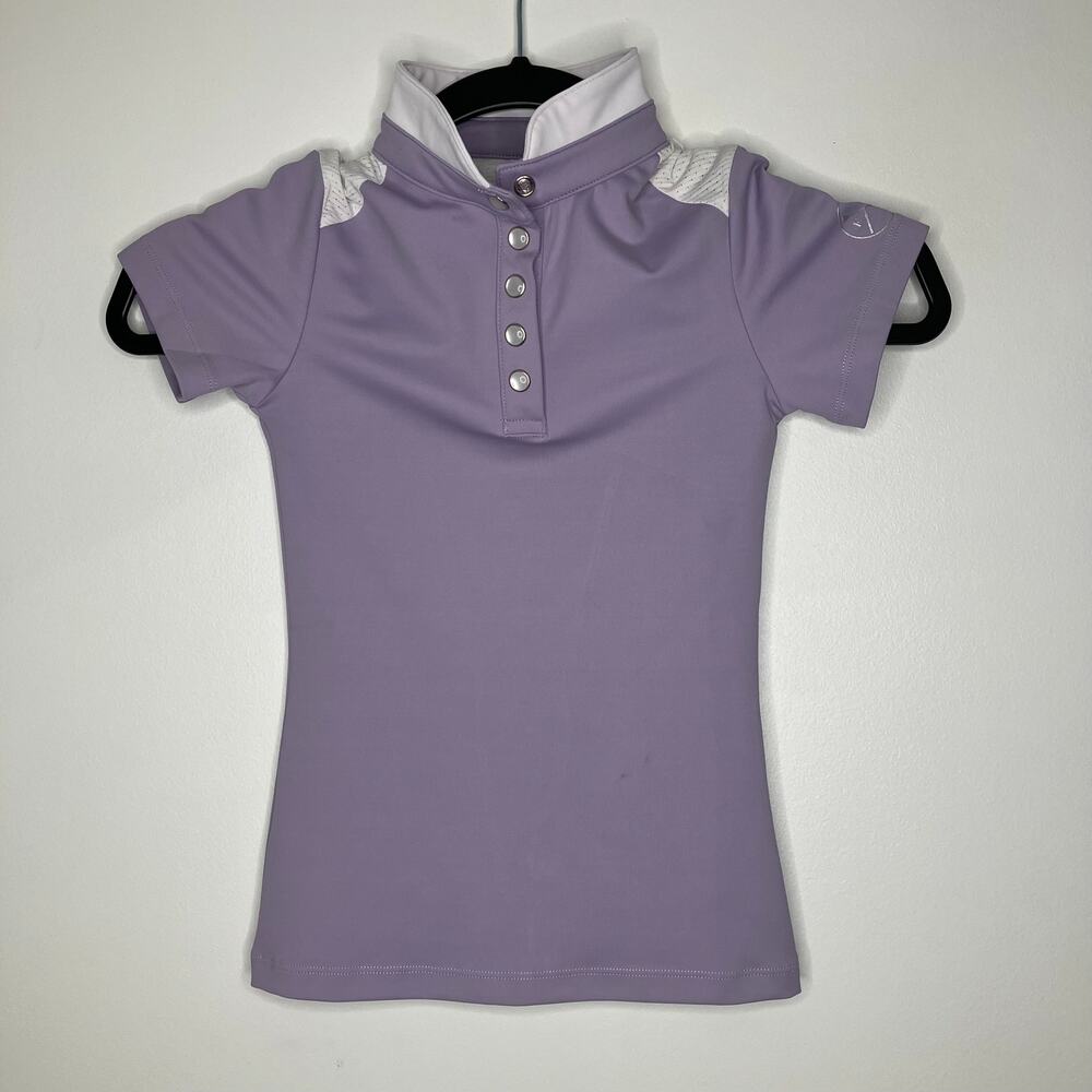 NWT FREE RIDE EQUESTRIAN Children's Devon Short Sleeve Competition Top Purple 6